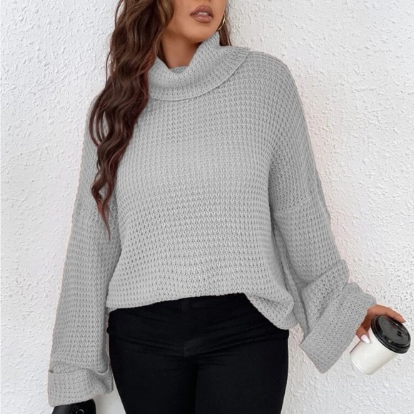 Luxe turtleneck knot sweater top burgundy - Picture 16 of 16